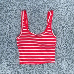 NWT Live in the moment crop stripe tank watermelon red